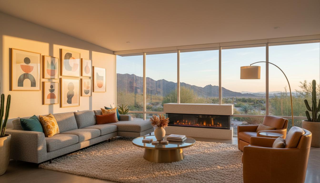 Interior gathering space at Stylish and Perfect for Families