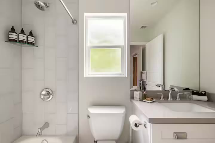 Stylish & Perfect for Families - Walk In Shower Stylish & Perfect for Families walk-in shower at a direct-booking vacation rental in Phoenix, Arizona