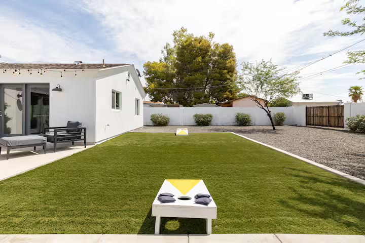 Stylish & Perfect for Families - Backyard Lawn Games Stylish & Perfect for Families backyard lawn games at a direct-booking vacation rental in Phoenix, Arizona