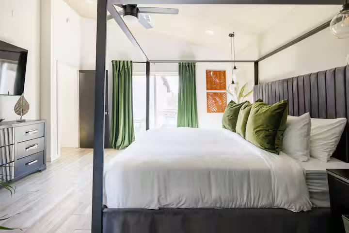 Modern All-En-Suite Home - Queen Bedroom Modern All-En-Suite Home queen bedroom at a direct-booking vacation rental in Phoenix, Arizona