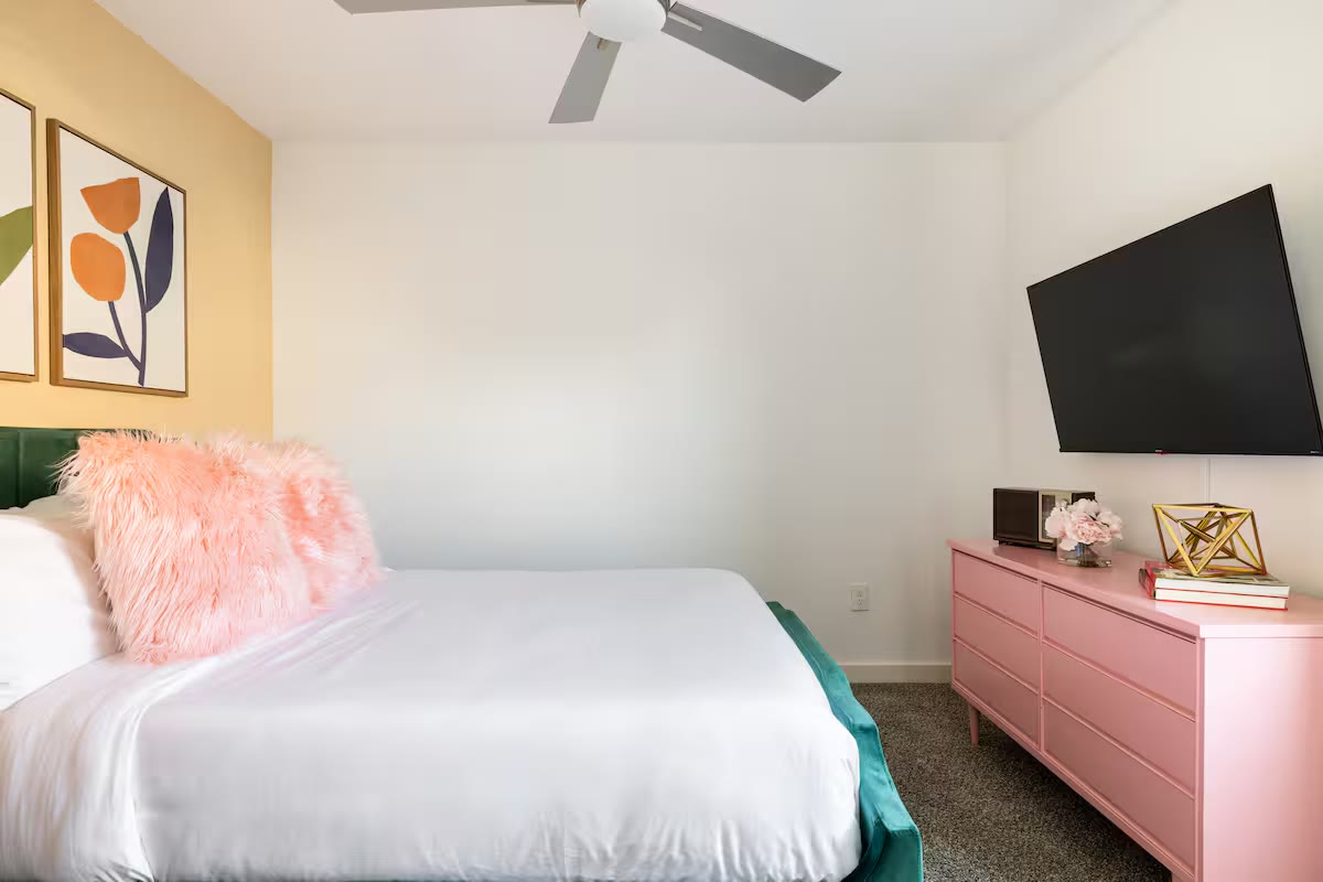 Modern All-En-Suite Home - Queen Bedroom Modern All-En-Suite Home queen bedroom at a direct-booking vacation rental in Phoenix, Arizona