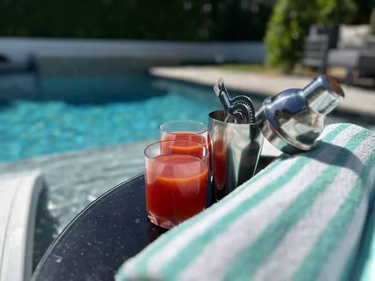Palm Haven Pool House - Poolside Drinks Palm Haven Pool House poolside drinks at a direct-booking vacation rental in Phoenix, Arizona