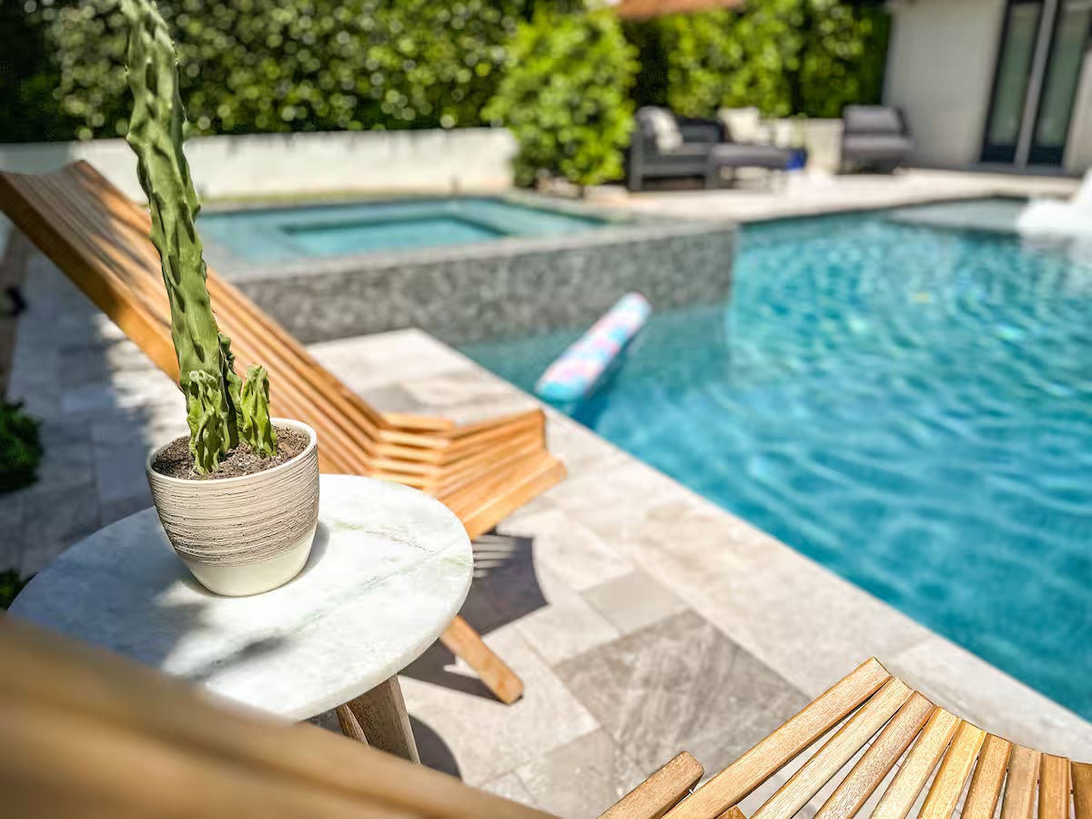 Palm Haven Pool House - Pool Lounge Chairs Palm Haven Pool House pool lounge chairs at a direct-booking vacation rental in Phoenix, Arizona