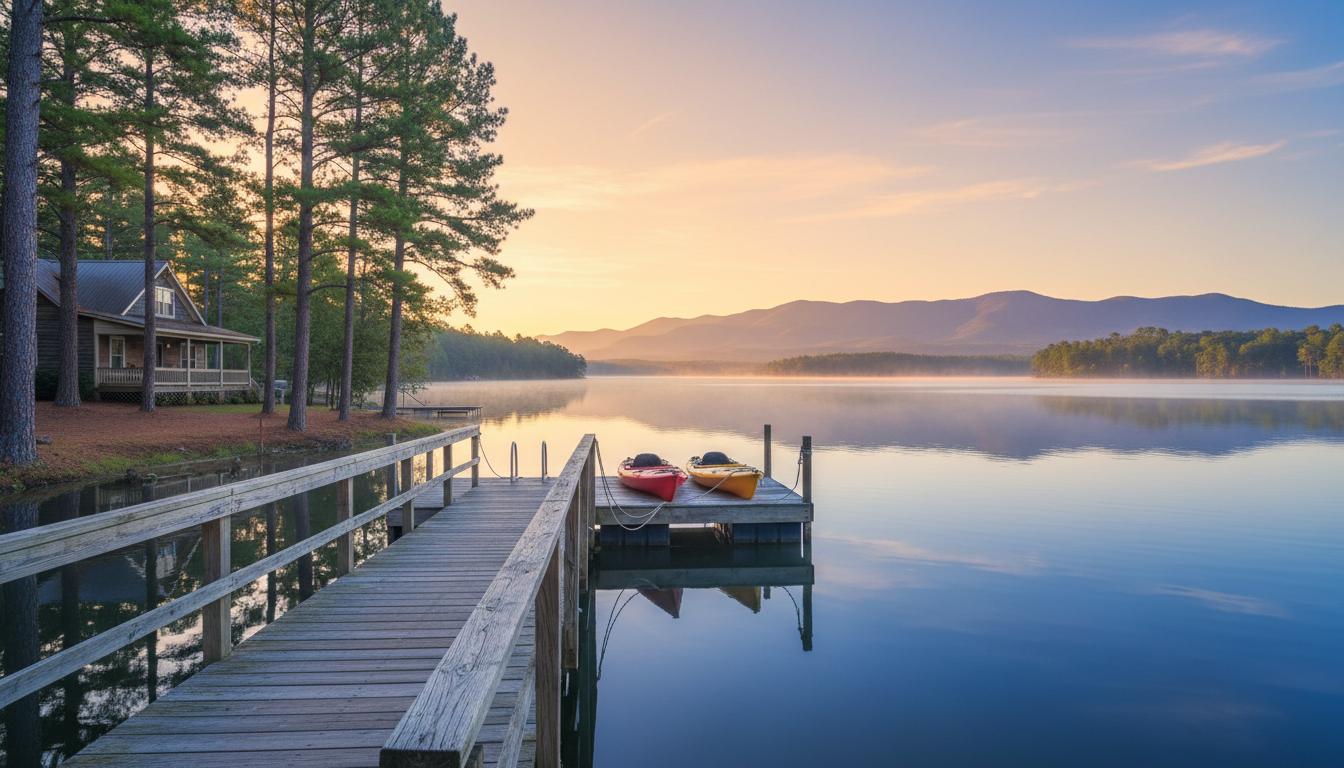 Private dock at JRNP Rentals Weiss Lake waterfront rental