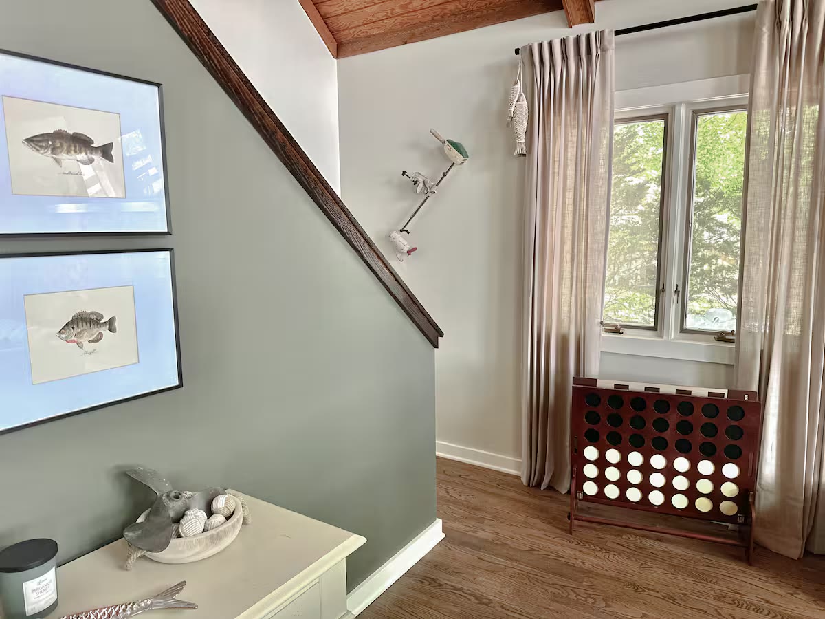 The Angler's Canoe Lake House - Linen Storage The Angler's Canoe Lake House linen storage at a direct-booking vacation rental in Cedar Bluff, Alabama