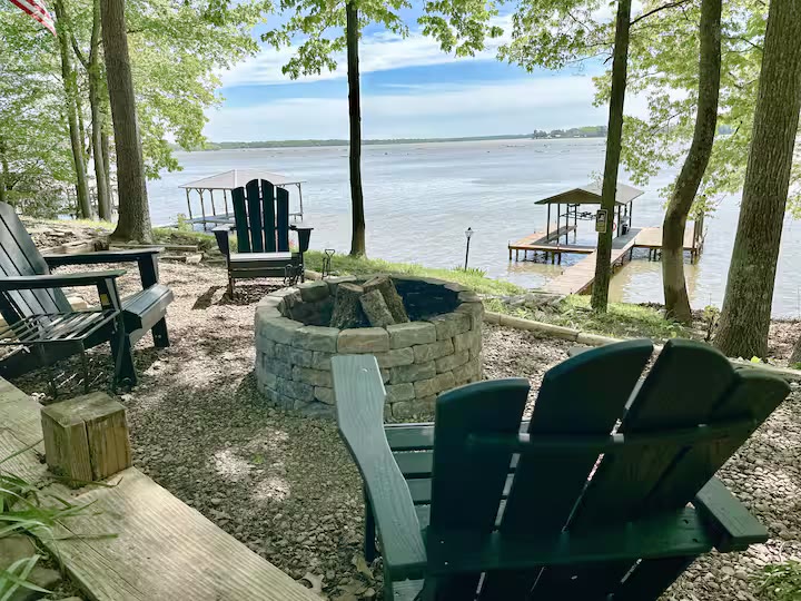 The Angler's Canoe Lake House - Lake View Dock The Angler's Canoe Lake House lake view dock at a direct-booking vacation rental in Cedar Bluff, Alabama