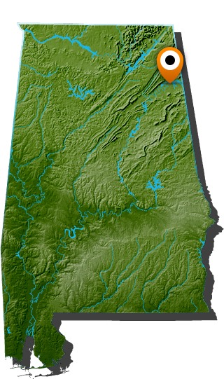 Alabama map showing Weiss Lake region near Cedar Bluff Alabama map showing Weiss Lake region near Cedar Bluff